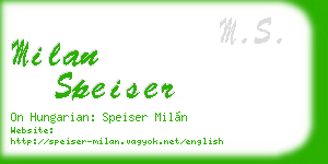 milan speiser business card
